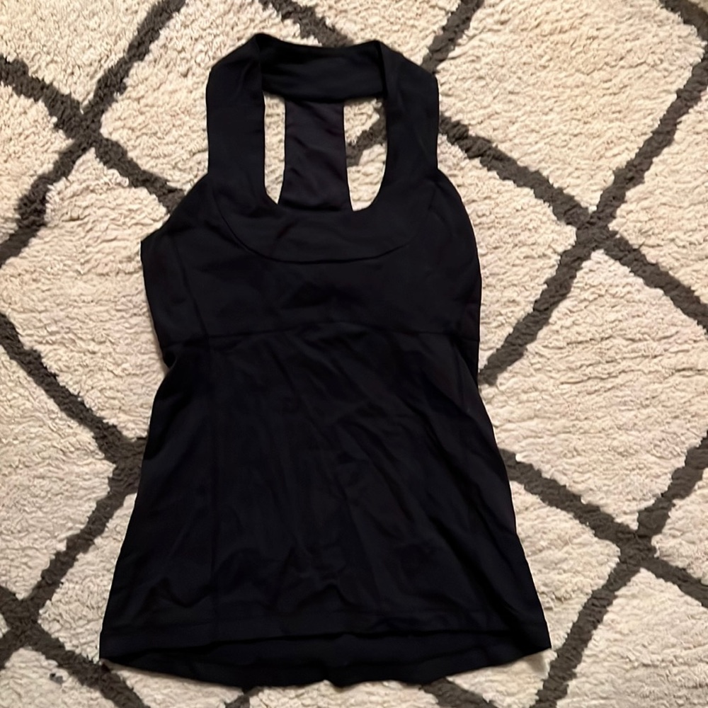 Lululemon Black T-Back Scoop neck tank. Size 6